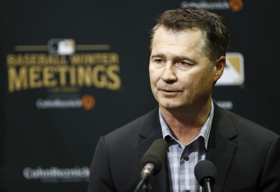 Seattle Mariners manager Scott Servais speaks at a news conference during Major League Baseball winter meetings, Tuesday, Dec. 11, 2018, in Las Vegas.