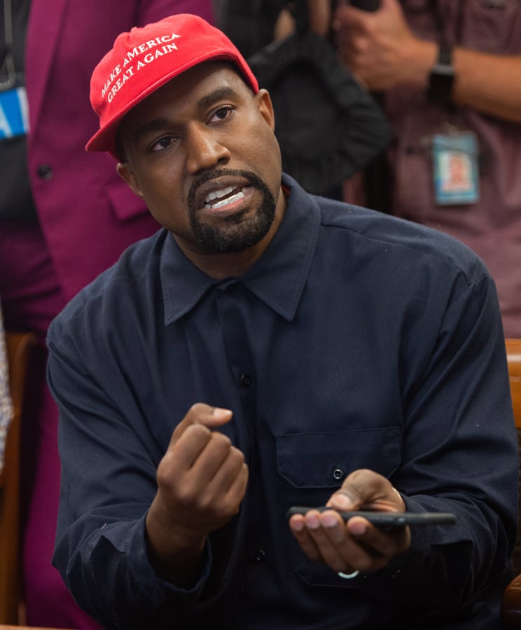 Rapper Kanye West speaks during his meeting with President Donald Trump in the Oval Office of the White House in Washington, D.C., on Oct. 11, 2018.