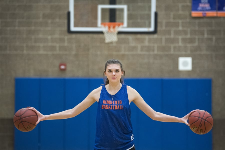 Ridgefield sophomore Alicia Andrew is averaging 12 points, 14 rebounds and five blocks a game. Standing nearly 6-foot-4 and with a 6-foot-8 wingspan, she has quickly become one of the better post players in the 2A Greater St. Helens League.