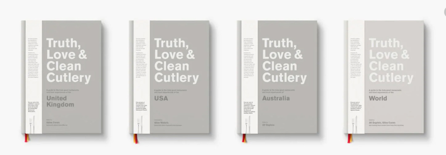 Four international editions of “Truth, Love and Clean Cutlery.” Blackwell & Ruth