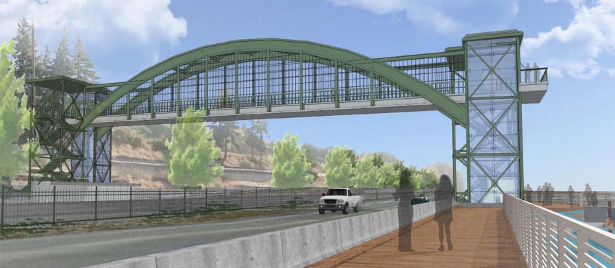 This concept image shows the Port of Kalama’s proposed pedestrian overpass replacement.
