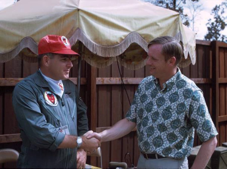 Just a couple of quiet aviators: Don Newell, left, and Neil Armstrong, the first man to walk on the moon, in Vietnam in 1969.