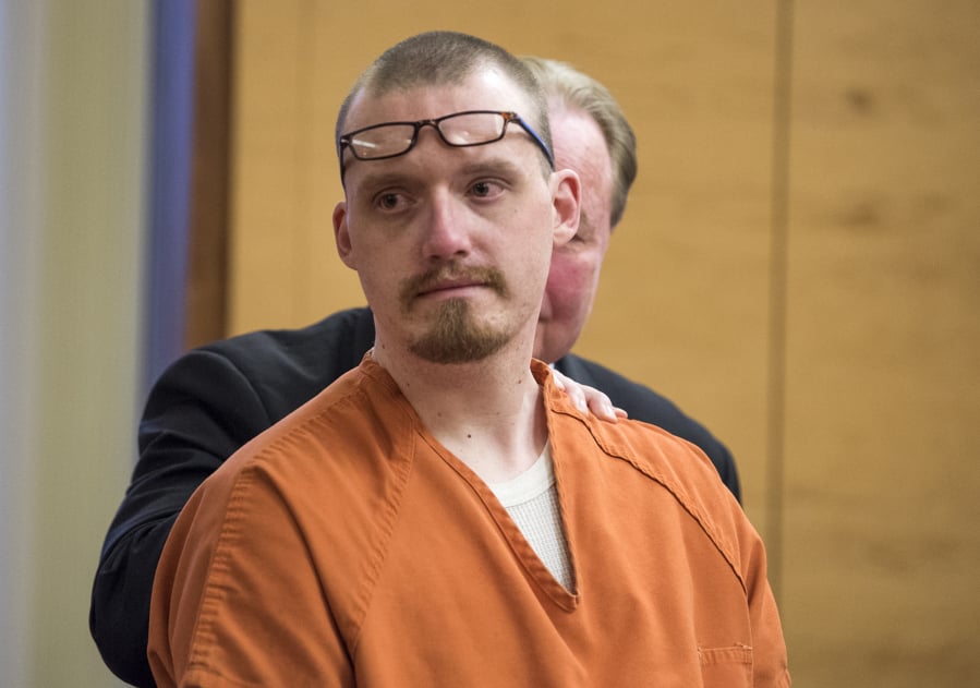 Todd Marjama Jr., who fatally shot his wife, Amanda Marjama, in June 2016 at their home in Five Corners, was sentenced Friday in Clark County Superior Court to 16½ years in prison. Todd Marjama looks back and apologizes to his wife’s family in the gallery after his statement.