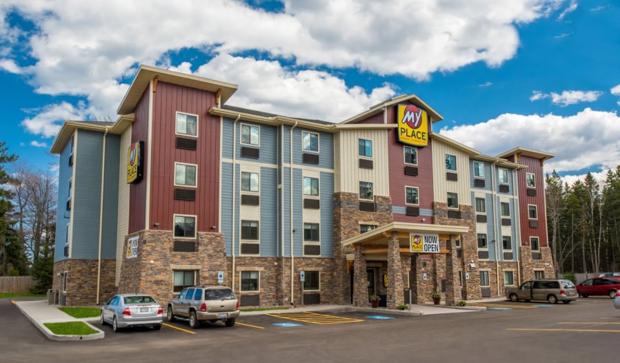 This is the My Place Hotel in Marquette, Mich. Most of the franchise’s hotels have designs similar to this one.