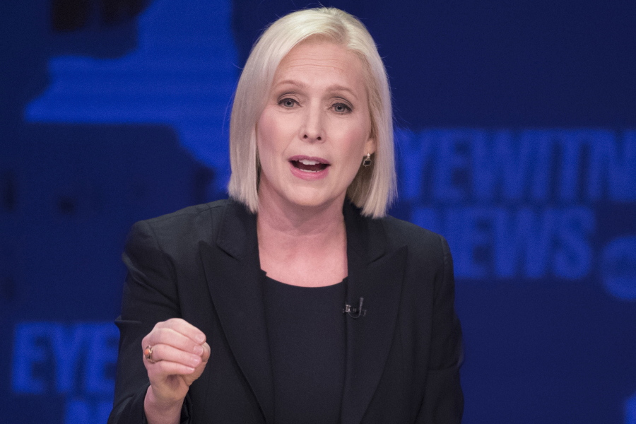 FILE - In this Oct. 25, 2018 file photo, Sen. Kirsten Gillibrand, D-N.Y., speaks during the New York Senate debate hosted by WABC-TV, in New York. Gillibrand is expected to take steps toward launching a presidential campaign in the coming days by forming an exploratory committee, according to several people familiar with her plans.