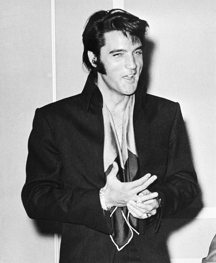 Elvis Presley at the International Hotel in Las Vegas in August 1969, where the singer made his first public stage appearance in nine years.