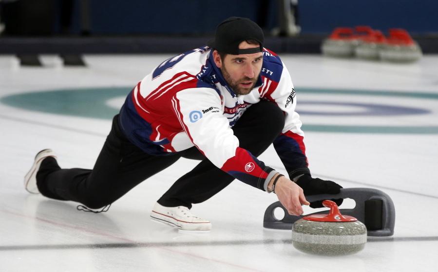 Former Minnesota Vikings football player Jared Allen practices with his curling team for a competition in Blaine, Minn. Allen retired from the NFL in 2015 and will attempt to qualify for the U.S. championships against curlers who have been throwing stones for most of their lives.