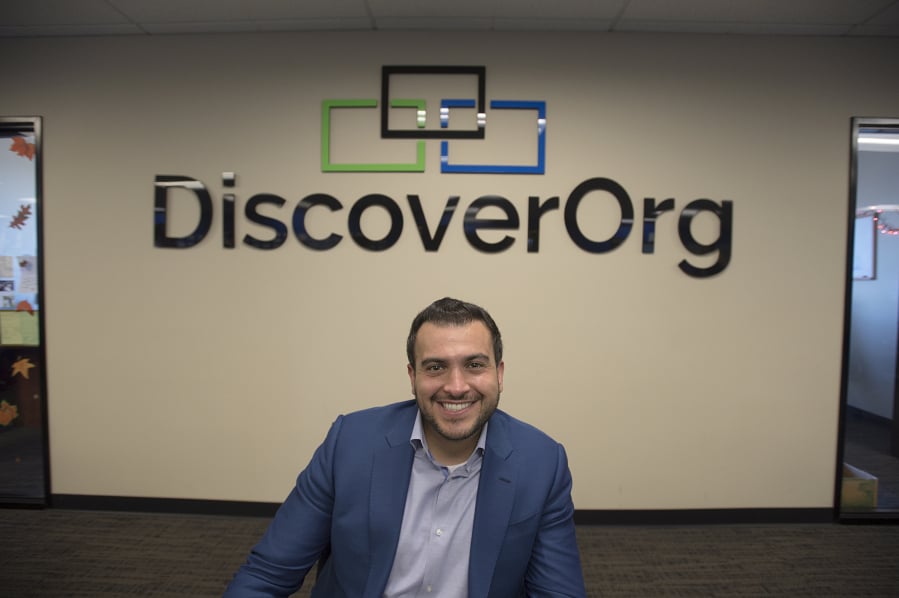 DiscoverOrg CEO Henry Schuck, whose company is one of the fastest growing in the county, is pictured in his downtown office.