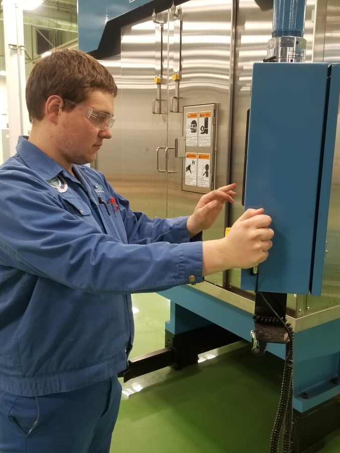 Thomus Cherry is pursuing a mechatronics certification at Clark College in instrumentation and control automation while working as an SEH America apprentice in Vancouver.