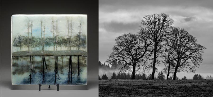 Aurora Gallery’s March exhibit features the work of two artists, photographer Loren Nelson and glass artist Ann Cavanaugh.