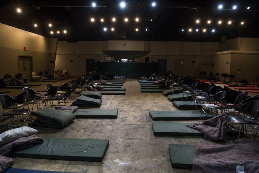 A severe winter weather shelter is set in Living Hope Church’s chapel in Vancouver.