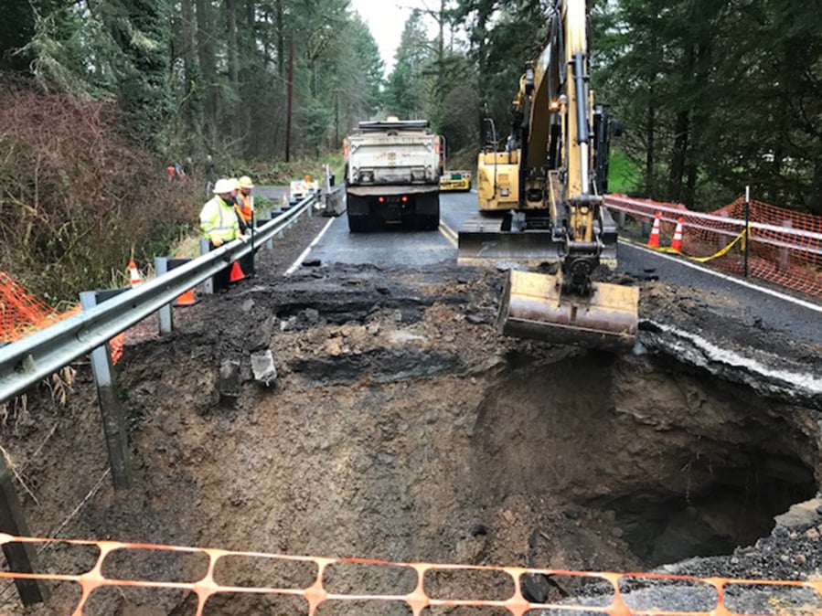 A portion of Northwest Pacific Highway is closed after a washout was discovered Tuesday afternoon. The road will likely be closed for several months.