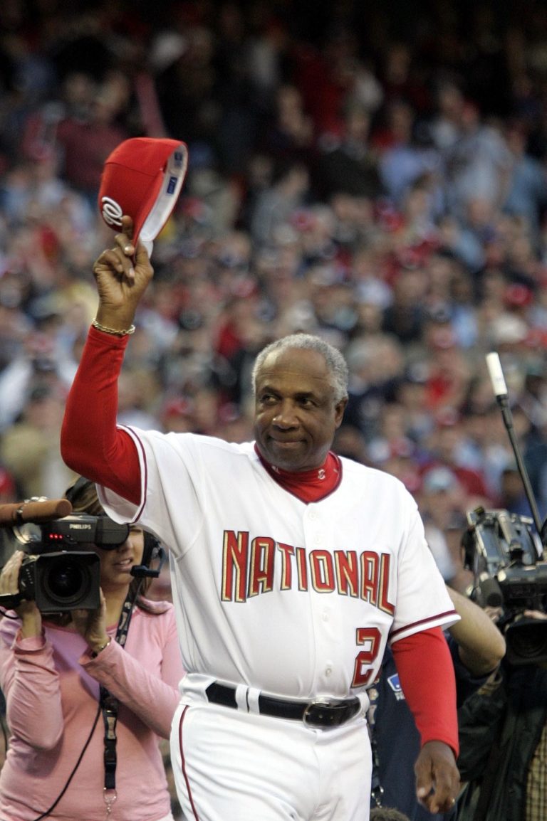 Washington Nationals manager Frank Robinson in 2005. The Hall of Famer, first black manager in Major League Baseball and the only player to win the MVP award in both leagues, has died. He was 83. Robinson had been in hospice care at his home in Bel Air. MLB confirmed his death Thursday, Feb. 7, 2019.