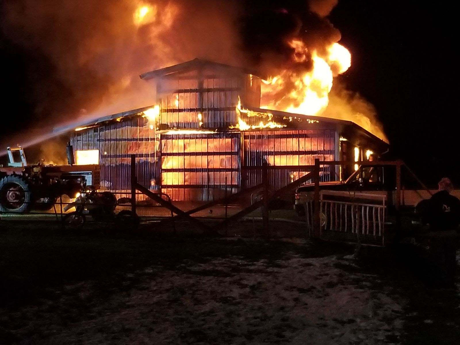Clark County Fire District 3 crews were dispatched Thursday night to 23019 N.E. 182nd Ave. for a report of a shop fire. A barn appeared fully engulfed in flames by the time the first fire engine arrived.