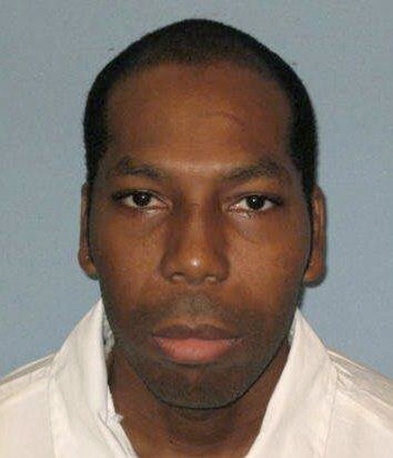 FILE - This undated file photo from the Alabama Department of Corrections shows inmate Dominique Ray. A federal appeals court has stayed the execution of Ray, a Muslim inmate in Alabama who says the state is violating his religious rights by not allowing an imam at his lethal injection. The 11th U.S Circuit Court of Appeals granted the stay Wednesday, Feb.