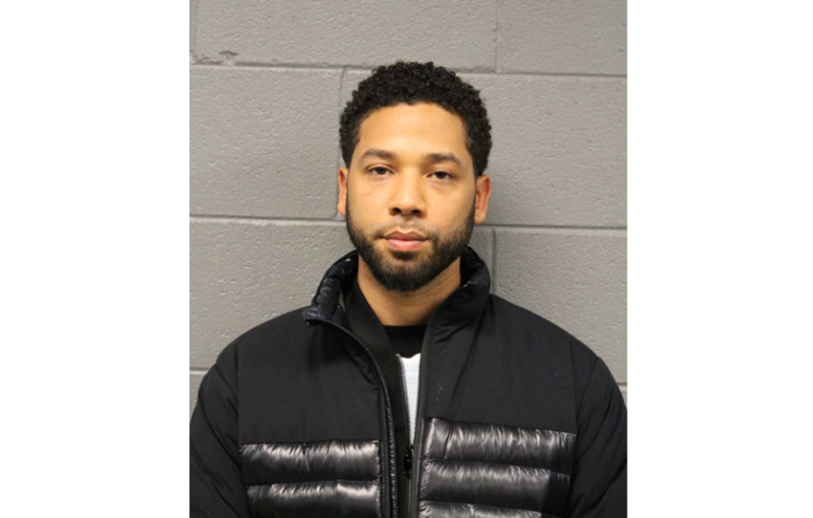 This Feb. 21, 2019 booking photo released by Chicago Police Department shows Jussie Smollett. Police say the “Empire” actor has turned himself in to face a charge of making a false police report when he said he was attacked in downtown Chicago by two men who hurled racist and anti-gay slurs and looped a rope around his neck. Police spokesman Anthony Guglielmi says Smollett turned himself in early Thursday and was arrested. The charge could bring up to three years in prison for the actor, who’s black and gay.