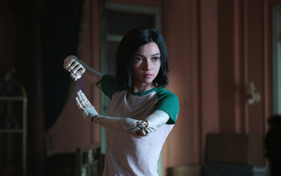 Alita, voiced by Rosa Salazar, in a scene from “Alita: Battle Angel.” Twentieth Century Fox