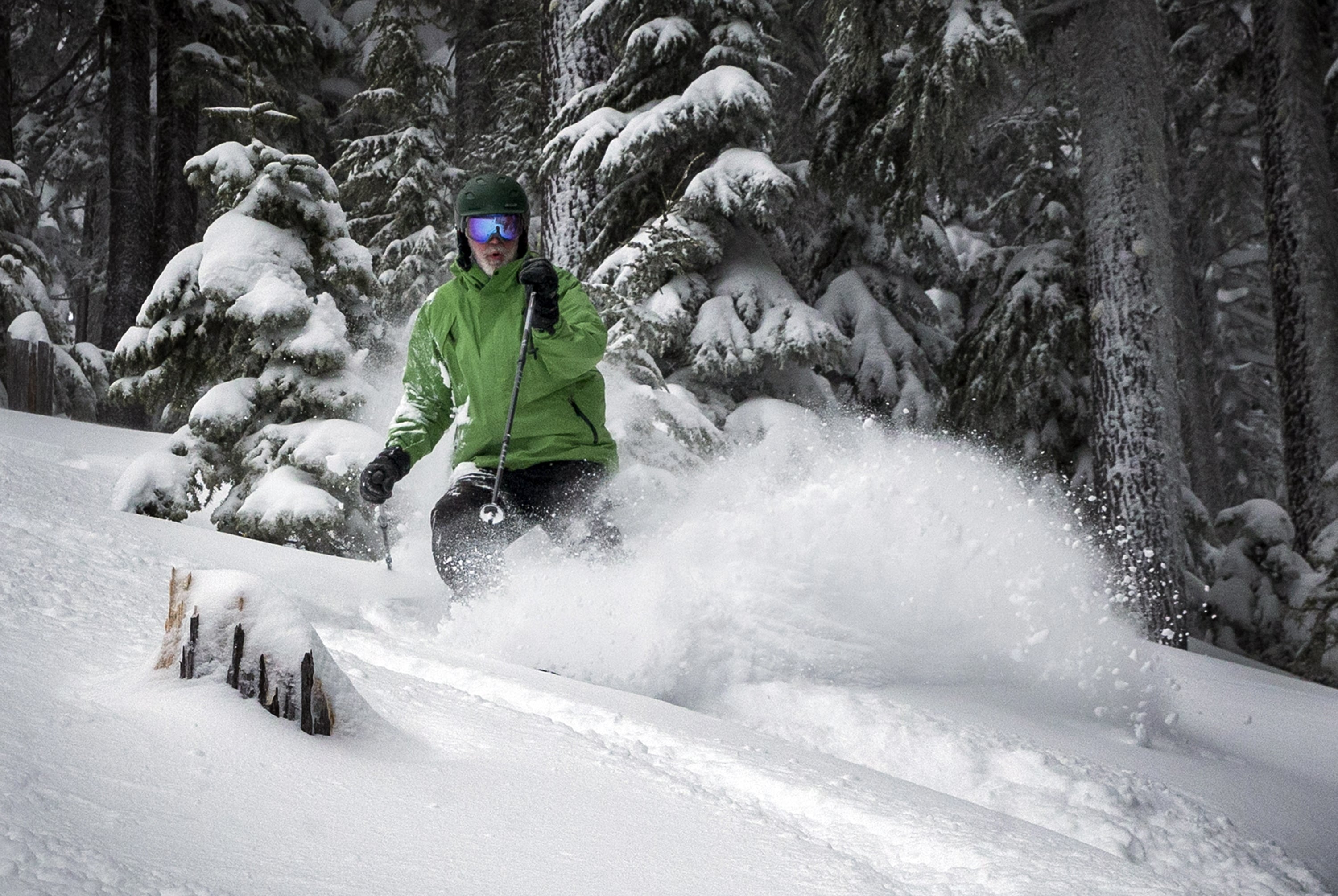 FILE - In this Feb. 13, 2019 file photo, Buz Mattson carves a turn in the trees while skiing at Willamette Pass Ski Area about 30 miles east of Oakridge, Ore. Winter storms that have dumped snow on the Cascade Range this month have helped Oregon's snowpack recover after lower-than-normal measurements in January and last year. The entire state has seen a 20 to 30 percent bump in snowpack and 2 to 3 times the normal precipitation since Feb. 1. As of Feb. 15, Oregon's total snowpack was 93 percent of average, compared to 73 percent at the end of January and a paltry 40 percent at this time last year.