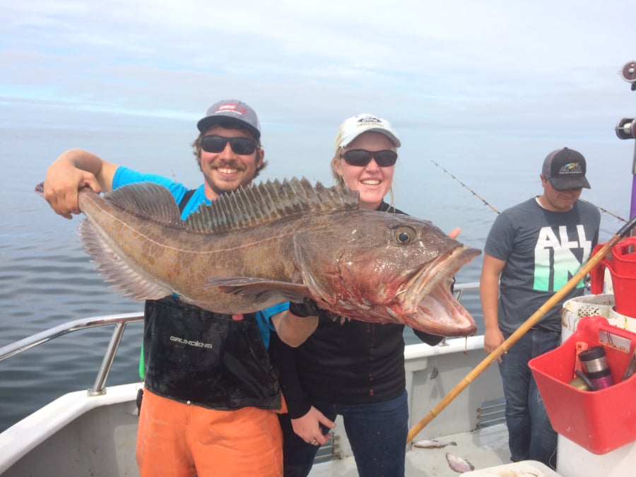 The smiles say it all: catching ling cod is fun. The bottomfishing season started on March 9 and runs until late October.