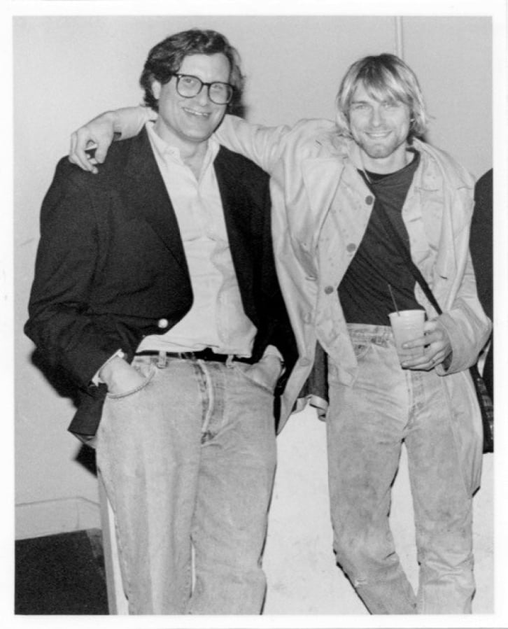 Former Nirvana manager Danny Goldberg, left, and frontman Kurt Cobain.