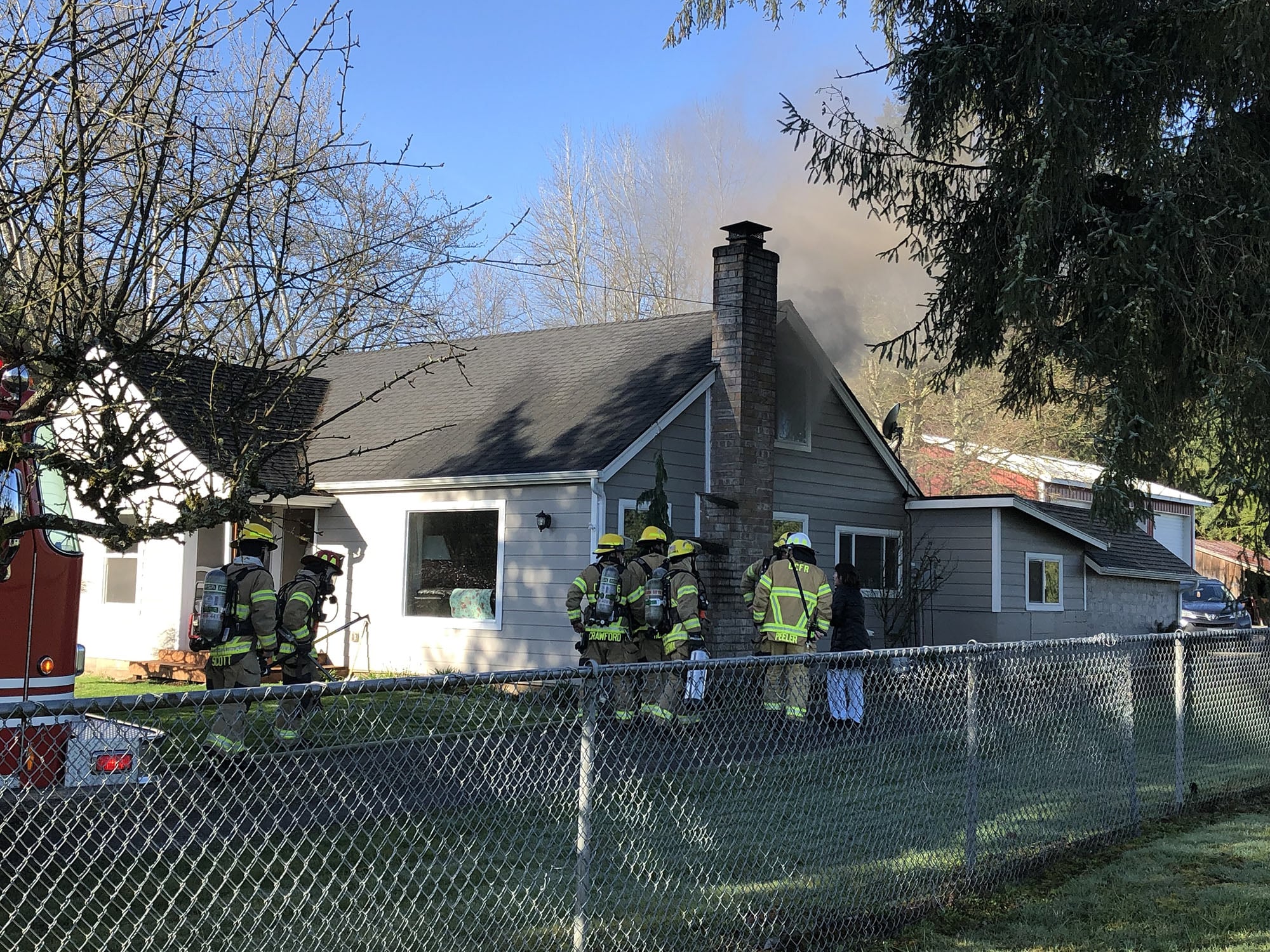 Three dogs survived a fire Tuesday morning at a home near Dollars Corner, including two by rescue.