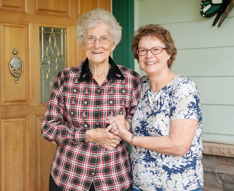Diarist and former R.N. Bernice (Lorang) Bartel, left, and her niece, author Judith Jacobs Litchfield.