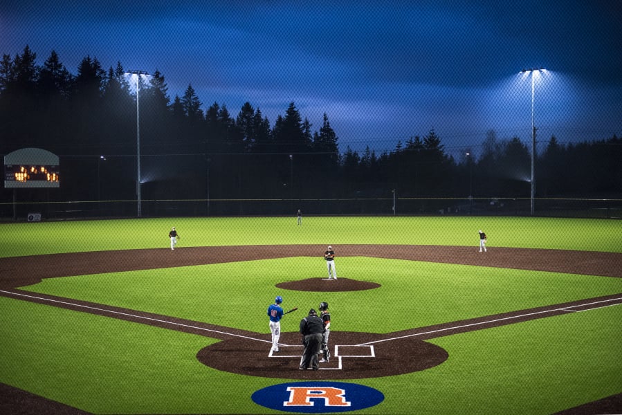The Ridgefield Spudders and the Kalama Chinooks face off in the first game at the new Ridgefield Outdoor Recreation Complex Friday, March 8, 2019.