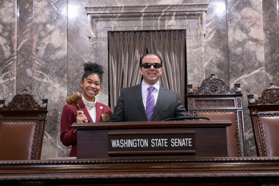 Felida: Skyview High School junior Teja Chunphakvenn-Pinkney with Washington Lt. Gov. Cyrus Habib. Chunphakvenn-Pinkney spent a week in Olympia last month while serving as a page in the state Senate.