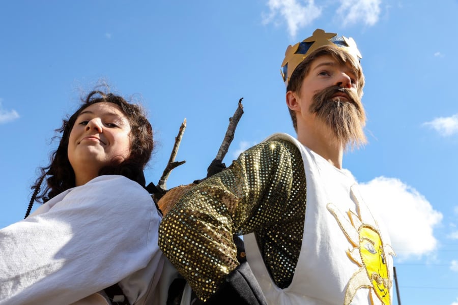 Melissa Matteo as Patsy and Owen Gebhard as King Arthur in “Spamalot: Young@Part Edition.” Photos by Natasha Hauskins