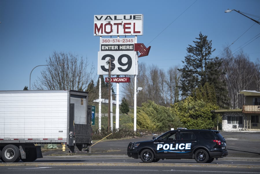 A Vancouver police officer pulls over a truck during a Target Zero patrol emphasis Wednesday in Hazel Dell.