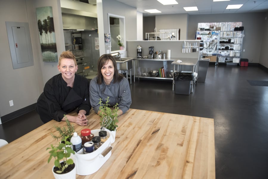 Shelene Rice, left, and Marilyn Roseburrough, co-owners of Perfect Dish Kitchen in Vancouver spent about $30,000 on the preparation and equipment in their commercial kitchen.