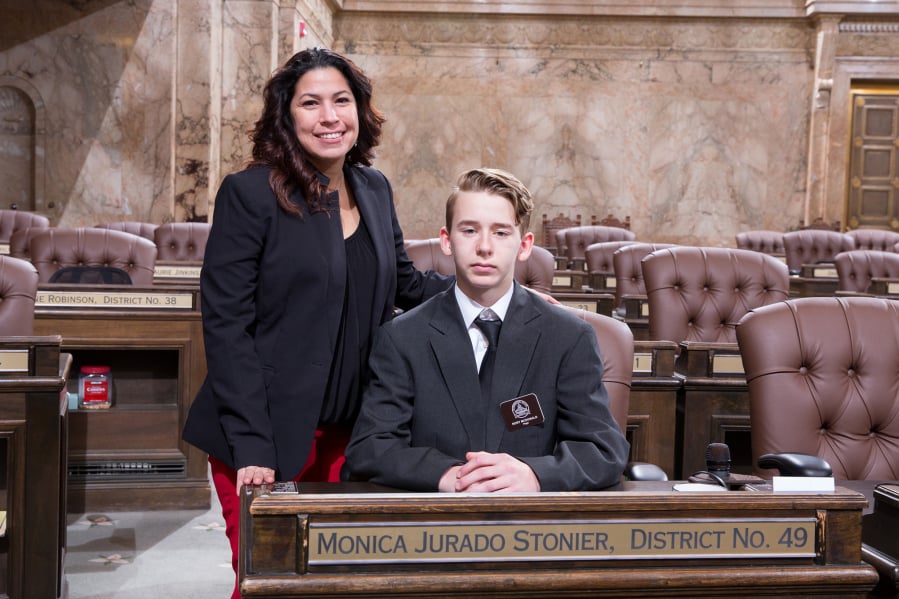 East Vancouver: State Rep. Monica Stonier, D-Vancouver, sponsored Union High School student Rory McDonald, who served as a page in the Washington State House of Representatives recently.