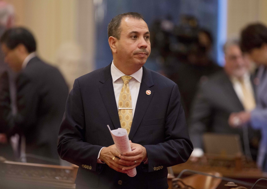 FILE - This Jan. 23, 2018 file photo shows state Sen. Tony Mendoza, D-Artesia, at the Capitol in Sacramento, Calif. Investigators say Mendoza likely engaged in unwanted “flirtatious or sexually suggestive” behavior with six women. He resigned in February 2018 and is a Democrat. The California Legislature says it racked up more than $1.8 million in legal costs from sexual harassment investigations during 2018 and the first month of 2019.