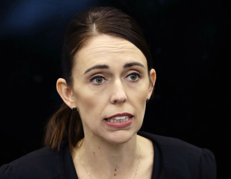 In this March 20, 2019, photo, New Zealand’s Prime Minister Jacinda Ardern speaks during a press conference following the March 15 mosque shooting, in Christchurch, New Zealand. Prime Minister Ardern says New Zealand is immediately banning assault rifles, high-capacity magazines and “military style semi-automatic rifles” like the weapons used in last Friday’s attacks on two Christchurch mosques.