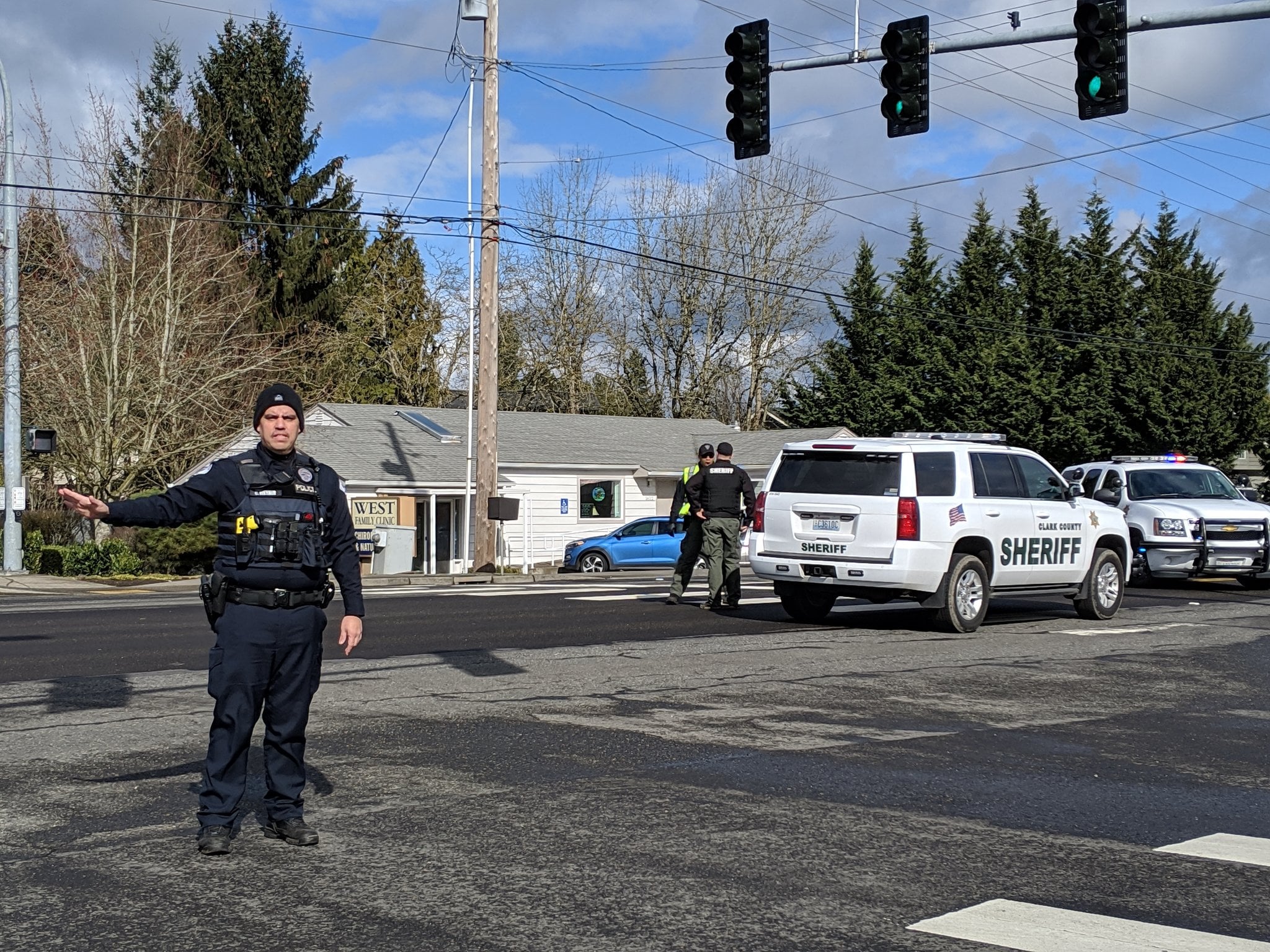 Clark County Sheriff's Office has closed Northeast 78th Street, a major east-west thoroughfare, through east Hazel Dell as it investigates an officer-involved shooting at the intersection of Northeast 25th Street.