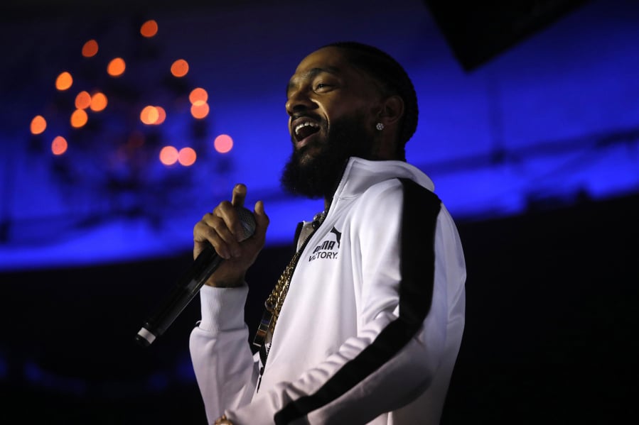 Rapper Nipsey Hussle performs music from his album “Victory Lap,” along with other songs, on Feb. 15, 2018, at the Palladium in Hollywood, Calif.