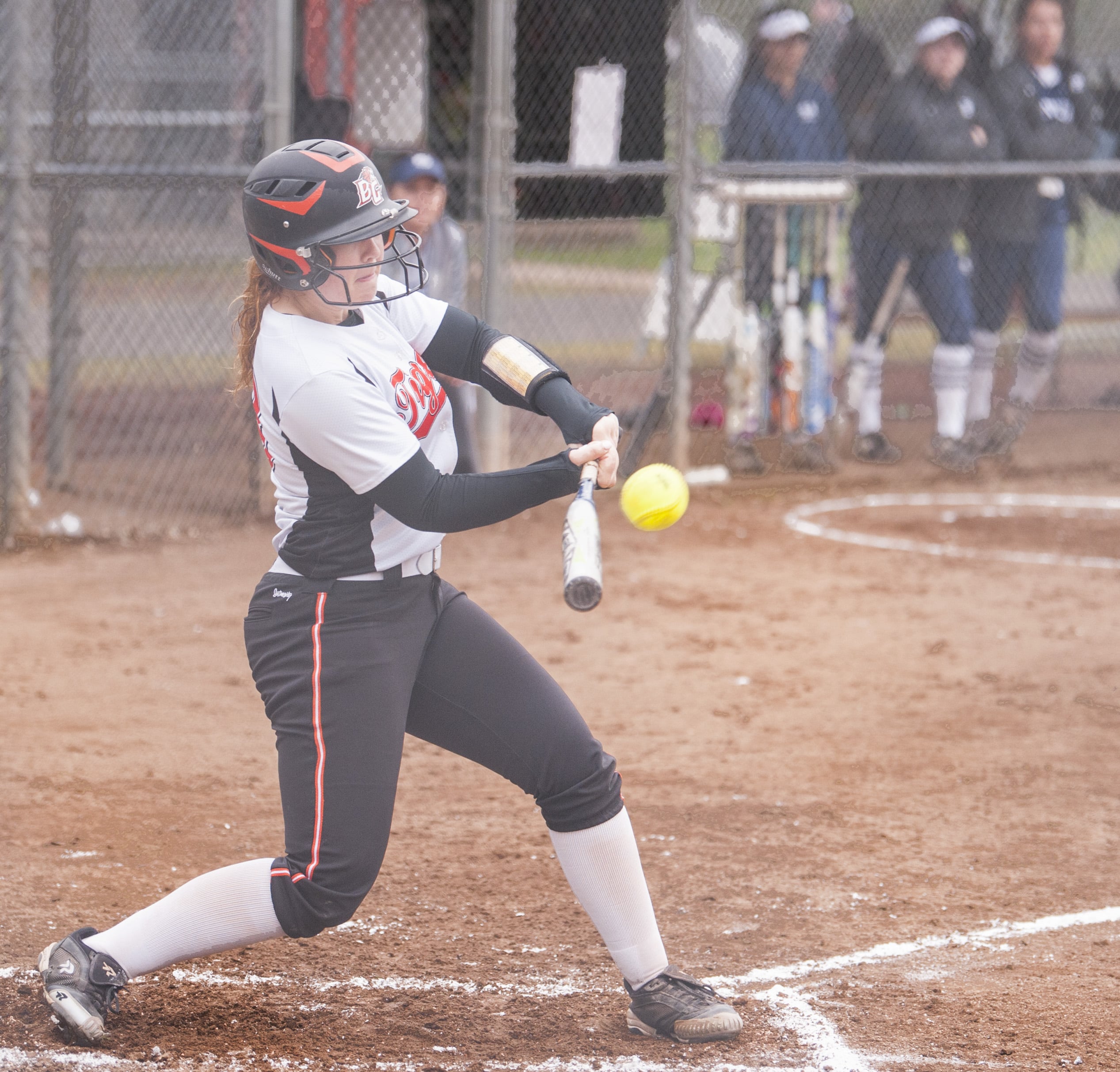 Battle Ground's Kassidy Davenport laces a single during Battle Ground' 7-3 4A GSHL victory on Tuesday at VGSA.