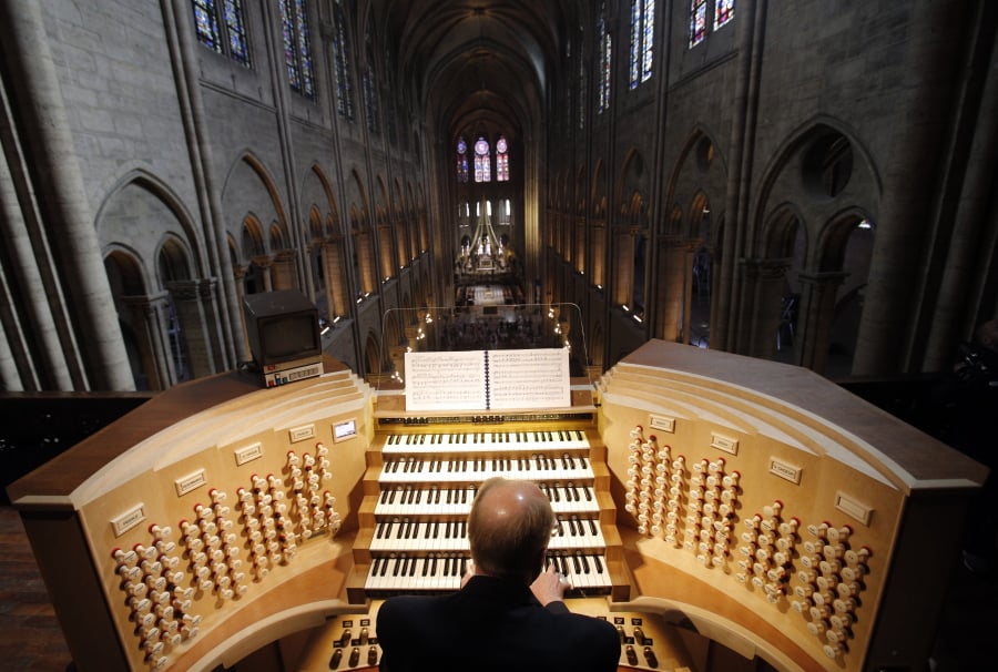 Philippe Lefebvre, 64, plays the organ in May 2013 at Notre Dame cathedral in Paris.