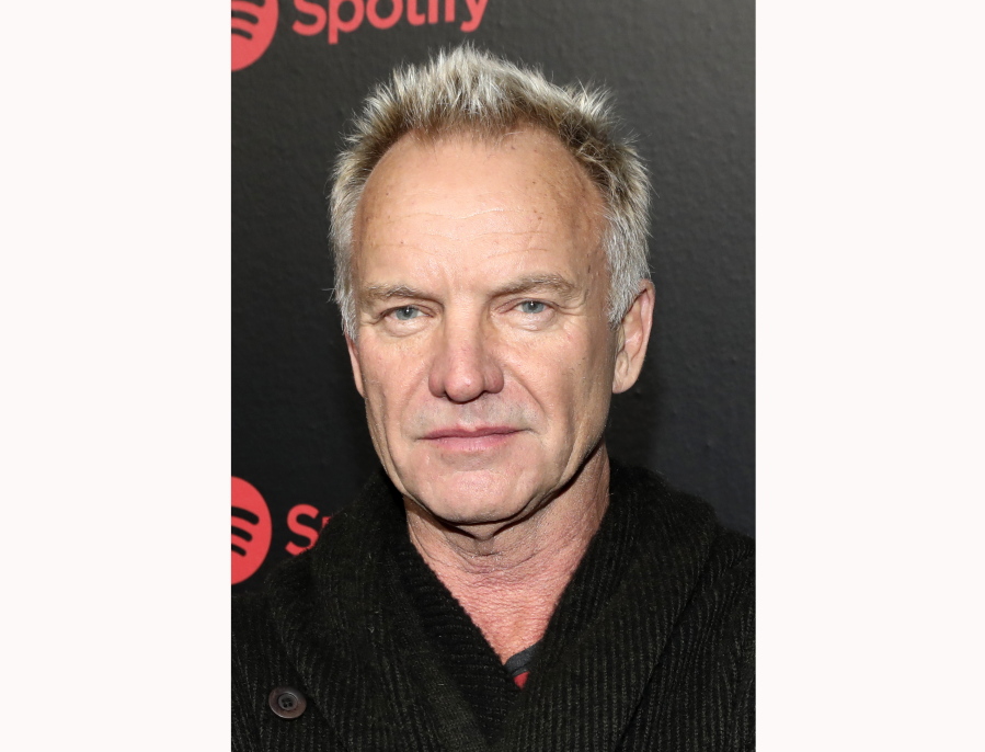 FILE - In a Jan. 25, 2018 file photo, Sting attends Spotify’s Best New Artists 2018 Party at Skylight Clarkson Square, in New York. Sting is heading to Las Vegas to launch a residency next year. Sixteen performances of ‘ÄúSting: My Songs’Äù will take place at The Colosseum at Caesars Palace, beginning May 22, 2020. Shows are also planned for June, August and September.