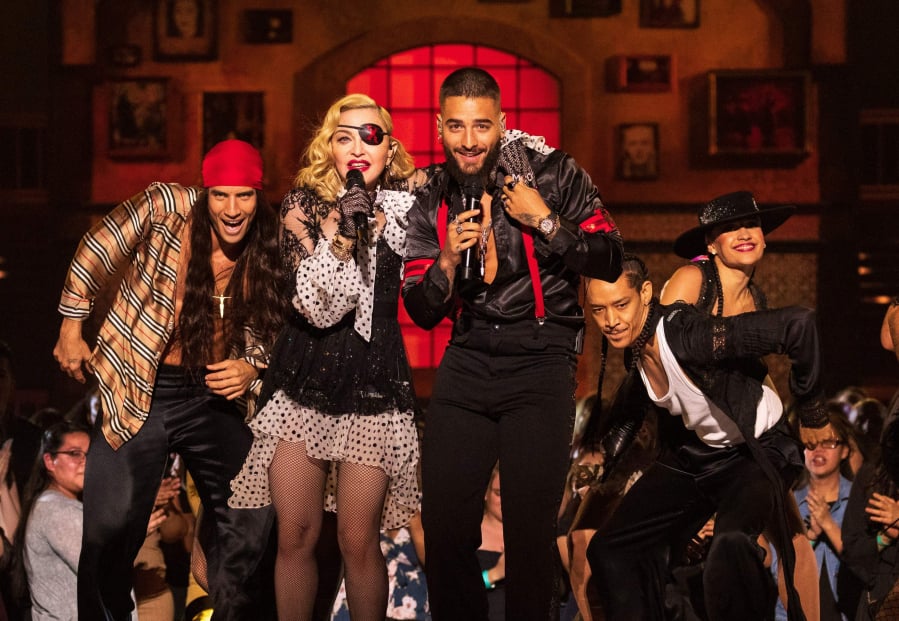 Madonna and Maluma perform May 1 at the 2019 Billboard Music Awards in Las Vegas, Nev.
