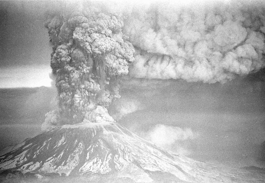 In this May 19, 1980 file photo, Mount St. Helens erupts in Washington, sending a plume of ash many miles skyward.