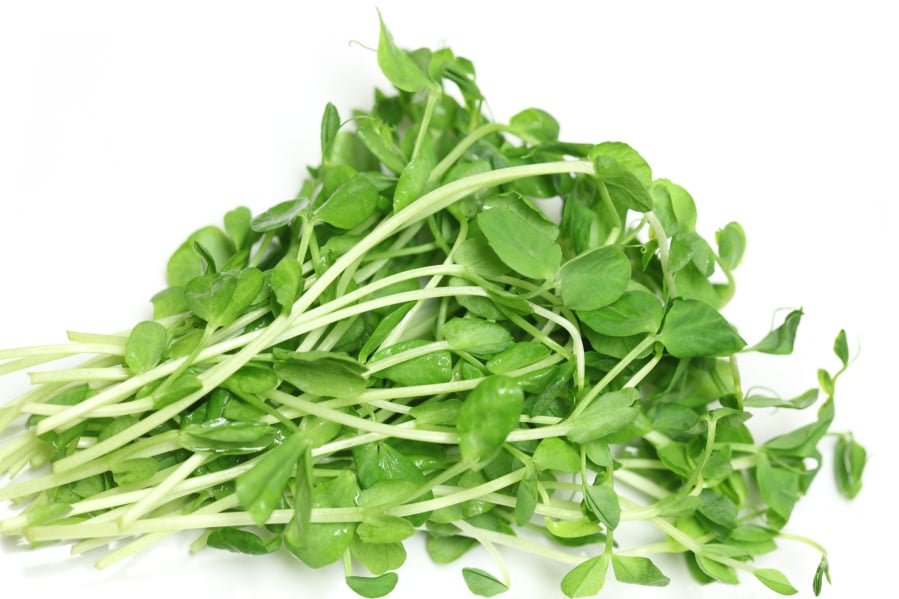Pea shoots have a crisp, light texture and a mild pea pod flavor.