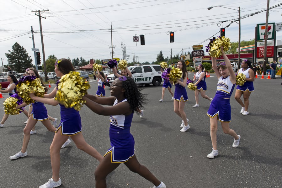 The Columbia River High School marches in the 2019 Hazel Dell Parade of Bands.