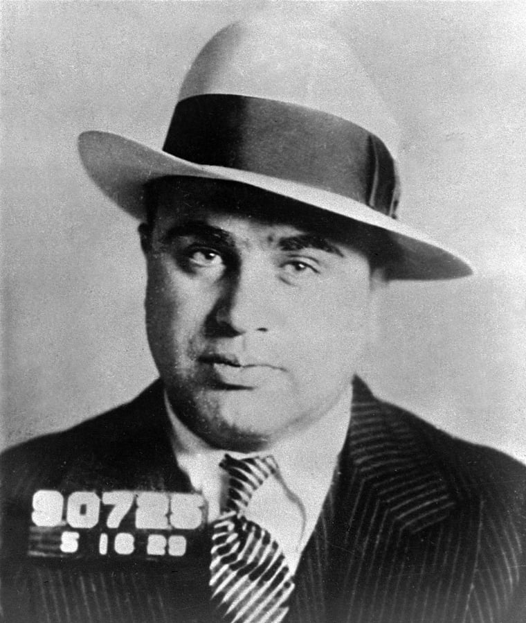 Chicago gangster Al Capone has his photo taken while in custody in Philadelphia, May 18, 1929, on charges of carrying concealed weapons. The Eastern State Penitentiary, which is now a museum, has made a re-creation of Capone’s cell.