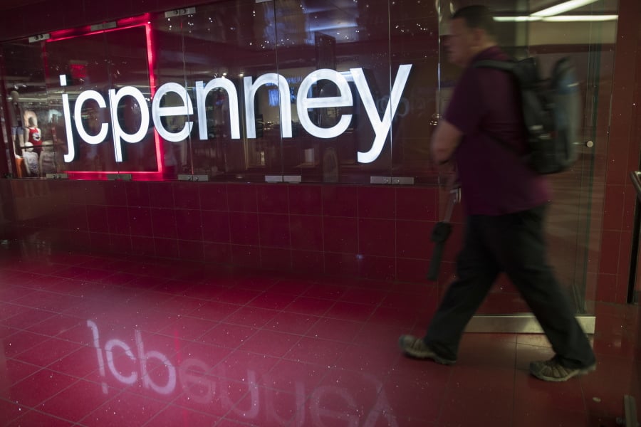 A man enters the J.C. Penney store at the Manhattan mall in New York.