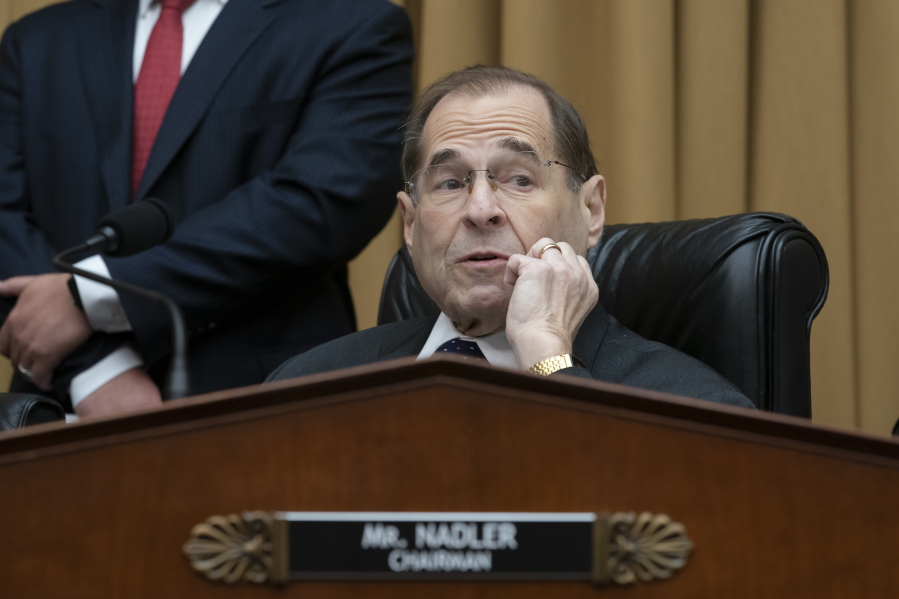 House Judiciary Committee Chair Jerrold Nadler, D-N.Y., waits to start a hearing on the Mueller report without witness Attorney General William Barr, who refused to appear Thursday on Capitol Hill in Washington. J.