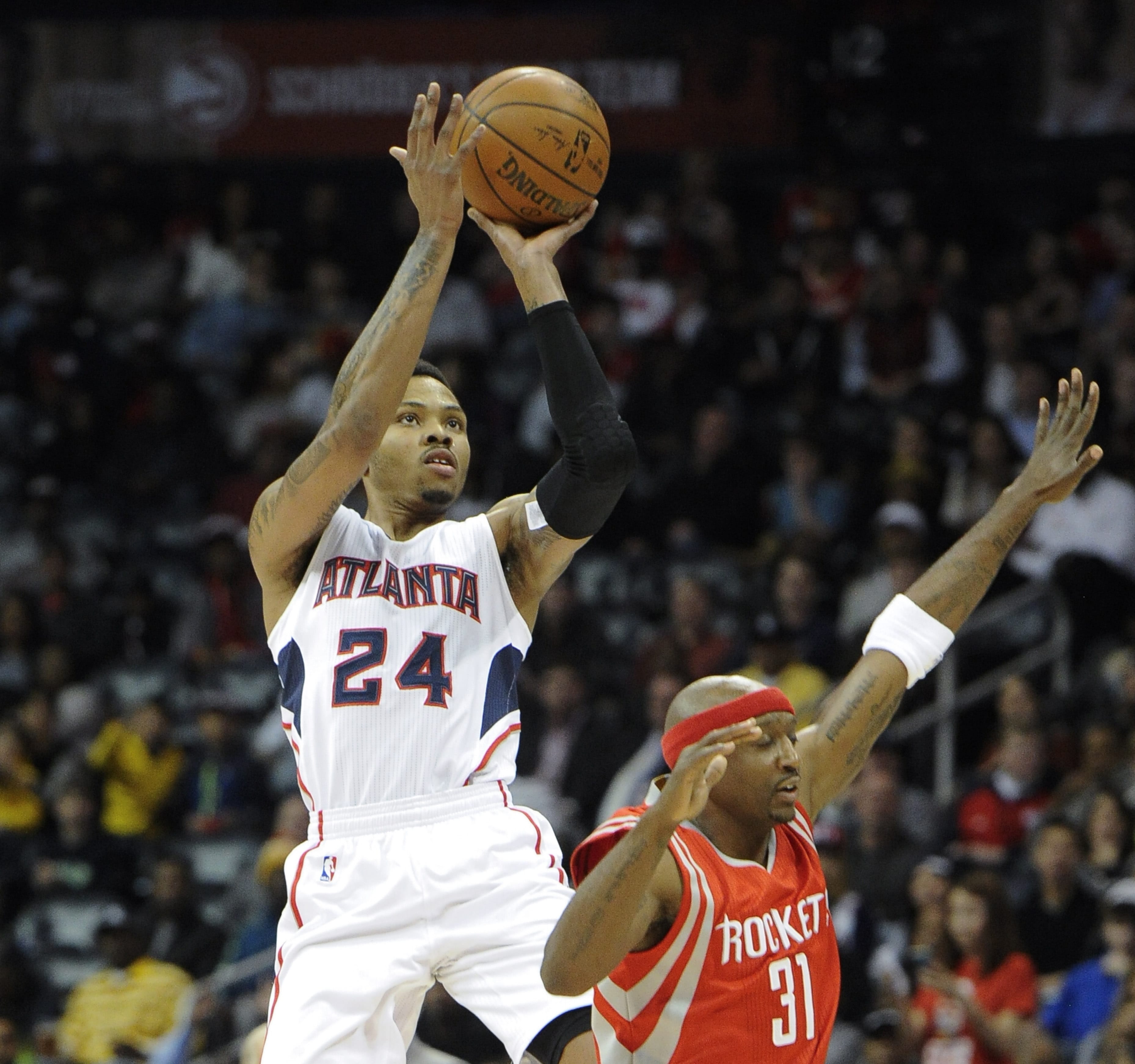 Atlanta Hawks forward guard Kent Bazemore (24) was traded to the Portland Trail Blazers for Evan Turner on Monday, June 24, 2019.
