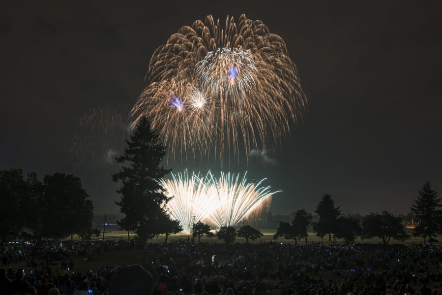 Fireworks light the night sky above Fort Vancouver National Historic Site on July 4, 2018. A new fireworks show is coming to north county, to be held at the Clark County Event Center at the Fairgrounds.