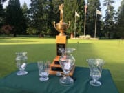 The awards stand at Royal Oaks awaits the winners of the 2019 Royal Oaks Invitational.