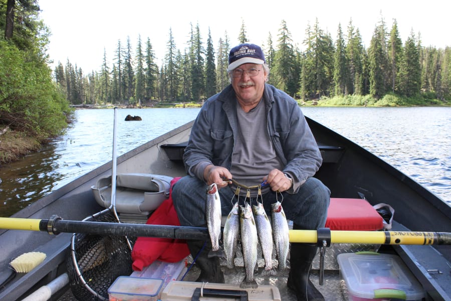 Columbian reporter Terry Otto caught the limit of trout at Goose Lake last week. High country lakes in Southwest Washington are fishing very well for trout right now.